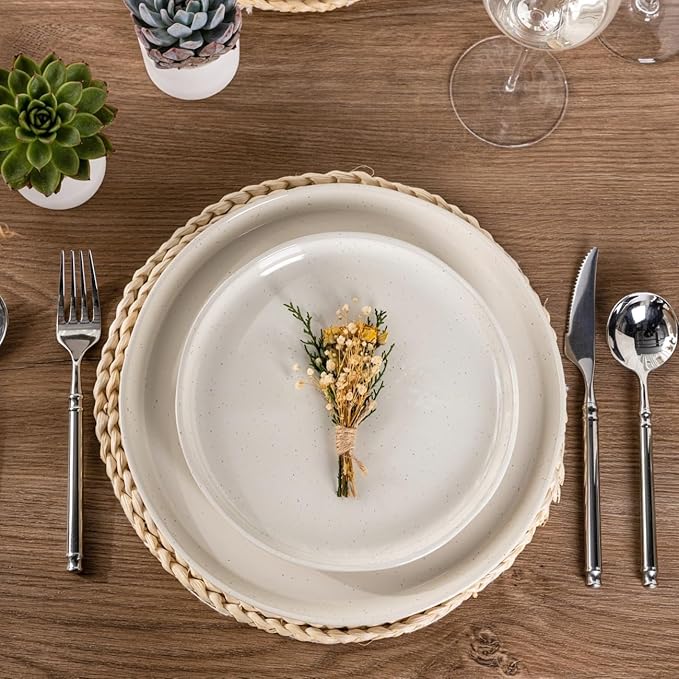 AmorArc Ceramic Appetizer Plates Set of 6, 8.25 Inch Handmade Stoneware Plates set for Dessert, Salad, Appetizer, Dinner, Microwave & Dishwasher Safe, Scratch Resistant