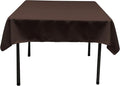 LA Linen Polyester Poplin Washable Square Tablecloth, Stain and Wrinkle Resistant Square Table Cover 52x52, Fabric Table Cloth Square for Dining, Kitchen, Party, Holiday 52 by 52-Inch, Brown
