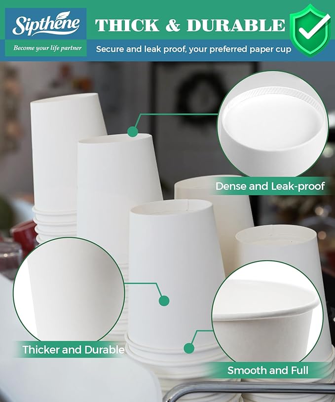 270 Pack 10 oz Disposable Paper Coffee Cups, White Paper Cups for Coffee and Water, Hot Drinking Cups for Party, Home, and Office