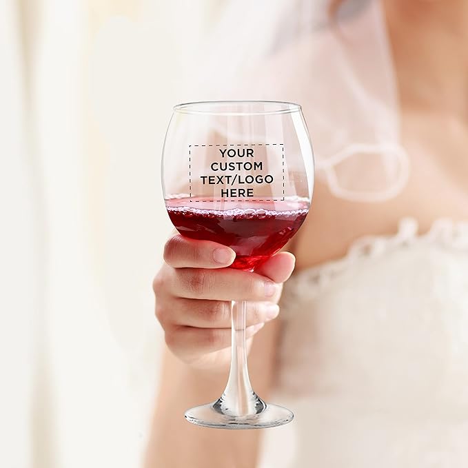 Custom Premiere Wedding Wine Glasses 20.5 oz Set of 96, Personalized Bulk Pack - Restaurant Glassware, Perfect for Red Wine or White Wine - Clear