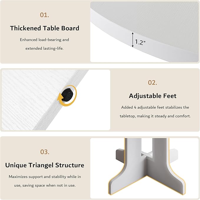 iPormis 59" Round Extendable Dining Table for 4-6, Modern Kitchen Table with Heavy Duty Pedestal Base & Wooden Top, Oval Dining Room Table for Dining Living Room, Easy Assembly, White