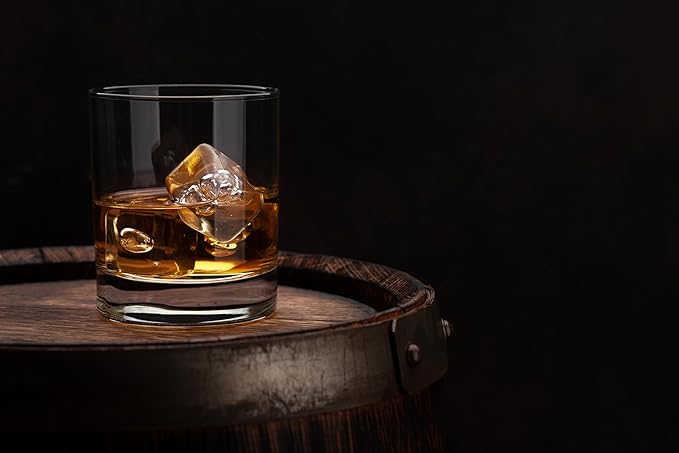 Whiskey Glasses, Set of 4, Made in Europe, 100% Lead-Free Crystal, Smooth Rim, Gift-Boxed, Dishwasher-Safe (Classic Double Old Fashioned)