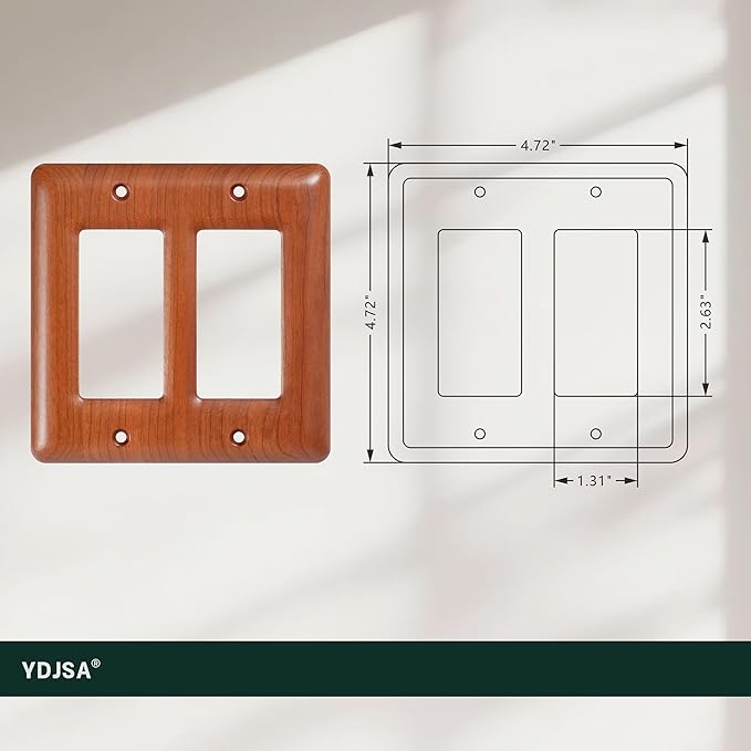 Double Toggle Light Switch Cover Plate Cherry Wood 2 Gang Switch Plate Covers Premium Wood Light Switch Cover Plate Durable and Elegant Design