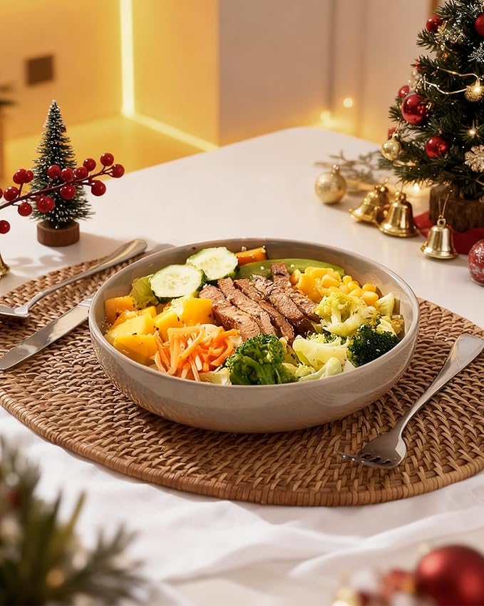 famiware Milkyway 33 oz Bowl Set, Pasta Bowls Set of 4, Salad Bowls Perfect for Your Friend for Housewarming, Thanksgiving, Christmas, Cinnamon Brown