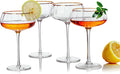 Lysenn Vintage Coupe Glasses Set of 4 - Hand Blown Gold Rim Martini Glasses - for Your Next Cocktail & Champagne Party - 9fl oz