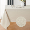 Rectangle 8 Feet Tablecloth 60x120 inch Linen Textured Table Cloth Stain and Wrinkle Resistant Washable Polyester, Decorative Table Cover Waterproof for Dining, Buffet and Camping, Beige