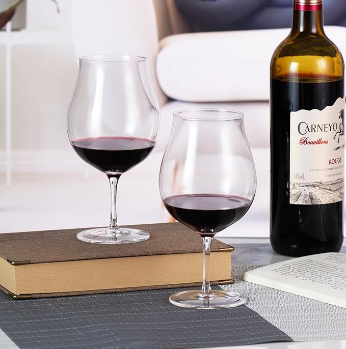 KAMMAK Wine Glasses Set of 2, 27 oz Hand Blown Crystal Bordeaux Wine Glasses, Thin Rim & Long Stem, Perfect for Red & White, Daily Use, Wedding Anniversary or Birthday Gift with Gift Box, XY030