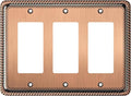 Henne Bery Rope Edge Decorative Wall Plate Switch Plate Outlet Cover (Triple Decorator, Antique Copper)