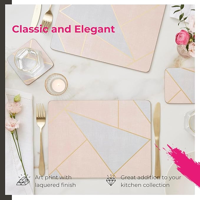 Pimpernel Urban Chic Collection Coasters | Set of 6 | Cork Backed Board | Heat and Stain Resistant | Drinks Coaster for Tabletop Protection | Measures 4” x 4”
