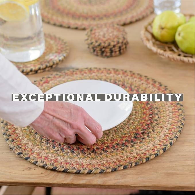 Homespice Kingston Braided Oval Table Runner, Warm Country Decor, Multicolor 11x36 - Jute Dining Table Accessories - Rich Colors, Easy to Clean, Durable and Protects Furniture