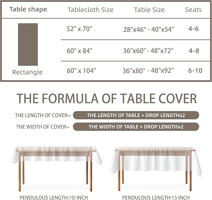 Rectangular Tablecloth Linen Texture Waterproof and Stain-Resistant Fabric Table Cloth, Kitchen Dining Table Decoration, 60 x 104 inch, Sage Green