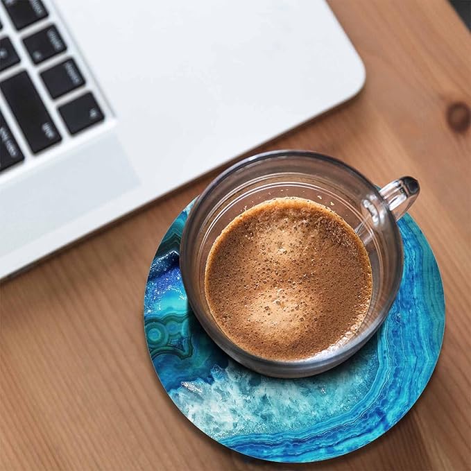Stone Texture Drink Coasters Modern Small Piece of Rock Smooth Exterior Housewarming Presentss for New Home Present for Friends,2 Pcs,4 X 4 X 0.35 Inches
