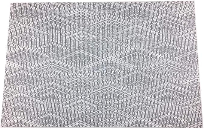 Gugrida Luxury Placemats Woven Vinyl Non-Slip Insulation Heat Stain Resistant Washable Table Placemats Kitchen Dining Table Top Meal Mat Place Mats PVC Set of 6, Shape of Grey Diamond