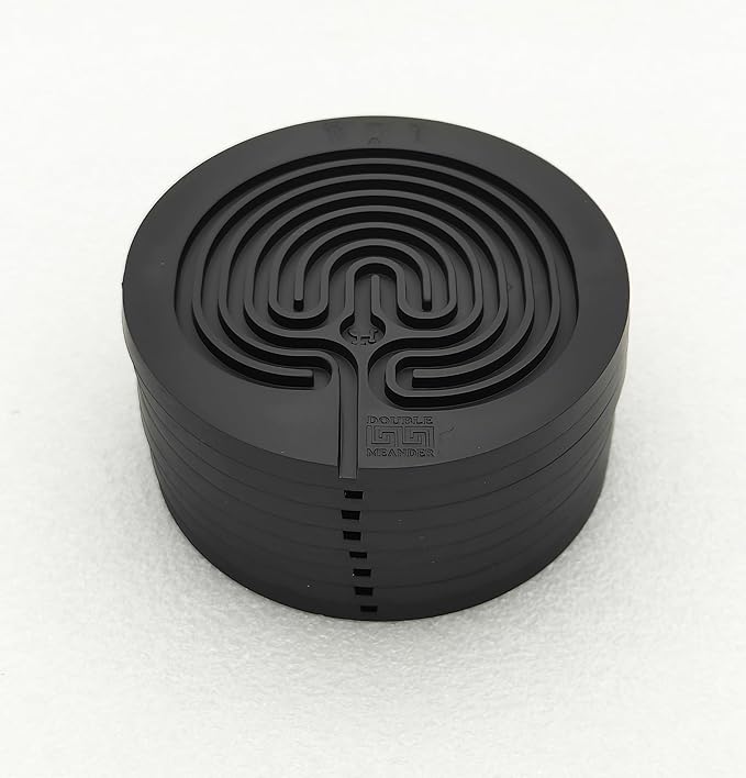 Classic Labyrinth Black Silicone Coasters - Set of 8 Non-Slip, Heat-Resistant Drink Coasters for Coffee, Tea, and Glasses - Durable, Easy to Clean, Decorative Tabletop Protection
