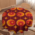 Modern Mid Century Round Tablecloth, Abstract Vintage Geometric Print Tablecloth for Home Party Dining Room Kitchen Decor 50Inch(127cm)