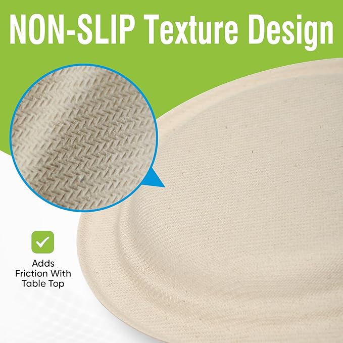 Disposable Plates 100% Compostable Heavy Duty - 9 Inch paper plates bulk for Party, Dinner, Cake, Dessert, Snacks Eco-Friendly Brown