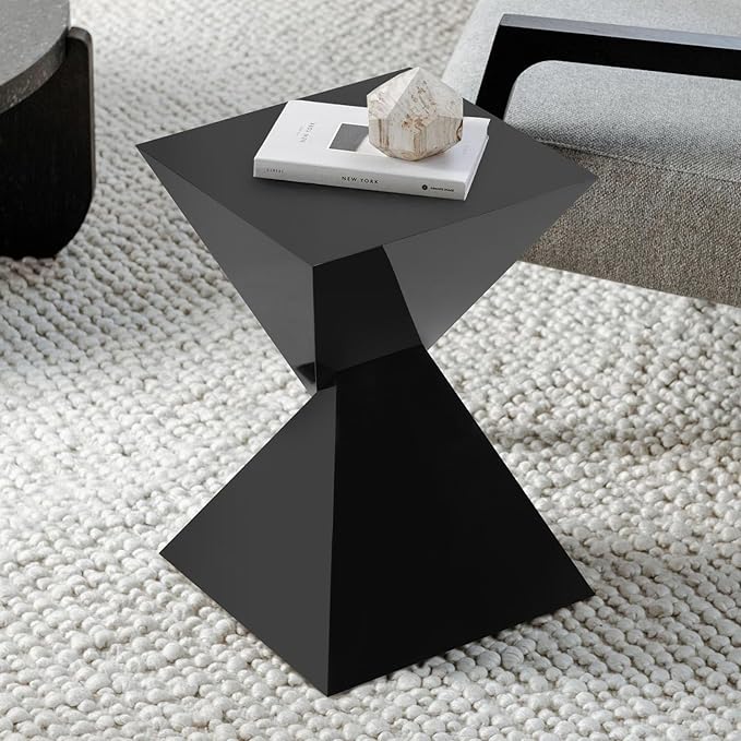 BECHAEO Black Acrylic Side Table Set of 2, Small End Tables for Small Spaces, Modern Acrylic End Tables Living Room Bedroom Nightstand with Irregular Design, Lightweight Farmhouse Outdoor Side Tables