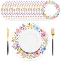 50PCS Floral Placemats Vibrant Watercolor Wildflower Disposable Paper Placemats Round Table Mats for Summer Parties, Weddings & Brunch