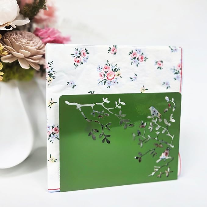 Mango Steam Tabletop Napkin/Tissue & Letter Holder for Home, Kitchen, Restaurants (Songbird, Green)