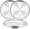 E-far 4-Piece Stainless Steel Plates, 9 Inch Metal Dinner Plates Dishes for Home, Picnic, Outdoor Camping, Healthy & Non-Toxic, Shatterproof & Dishwasher Safe