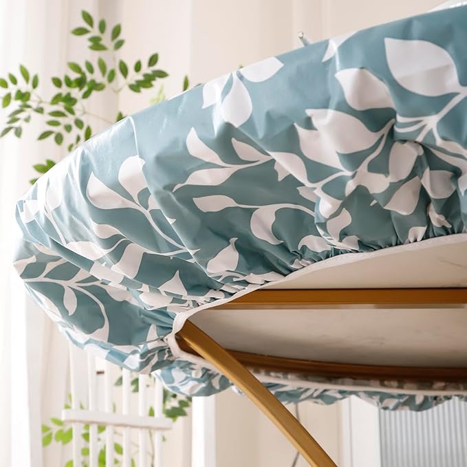 Walrus Round Vinyl Fitted Tablecloth with Flannel Backing Elastic Edge Design Table Cover Waterproof Oil-Proof PVC Table Cloth Stain-Resistant Best for 57"-66" Round