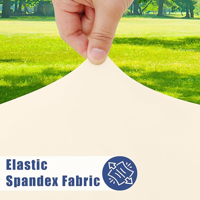 Round Spandex Tablecloth, Elastic Fitted Waterproof Tablecloths for 36"-44" Tables, Stretch Washable Picnic Table Cover for Camping, Dining, Indoor and Outdoor, Beige