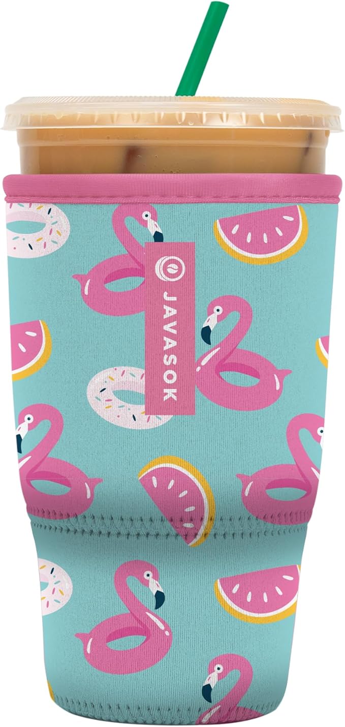 Sok It JavaSok Iced Coffee & Cold Soda Insulated Neoprene Cup Sleeve (Poolside Perfection, Large: 30-32oz)