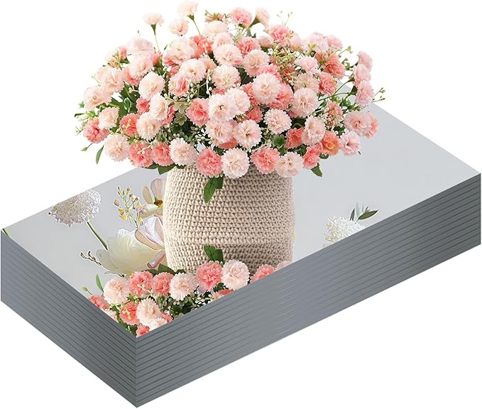 Glass Mirror Centerpieces for Tables, 12pcs 12"×5" Mirror Table Centerpieces with Non-Slip Foot, Glass Mirrors Centerpiece for Wedding Decoration, Parties, Christmas, 2mm Thick
