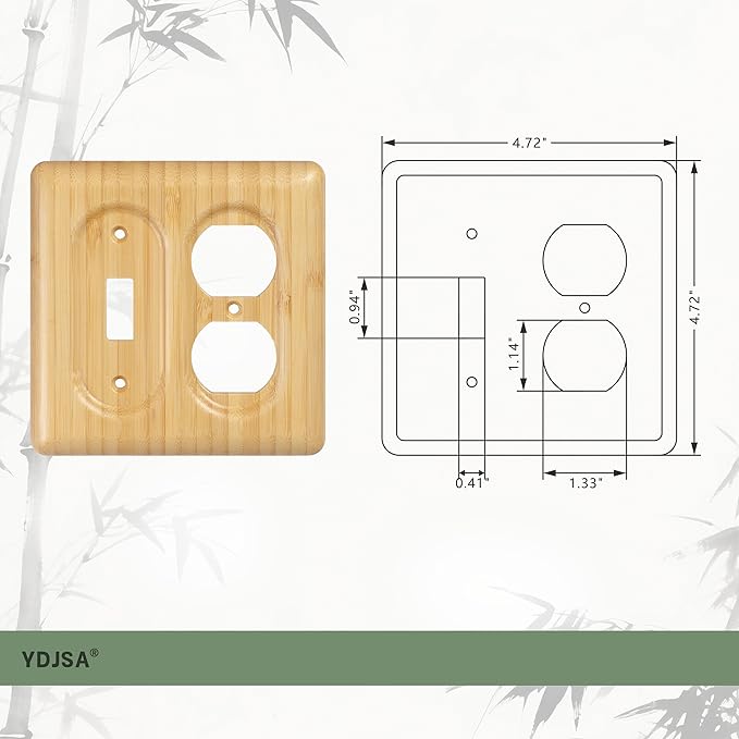 Combination Switch & Outlet Cover Solid Bamboo for Toggle and Duplex Decorative Wall Plate