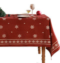 ISAENNE Designer Christmas Red Small Square Tablecloth,Linen Table Cloth with Snowflakes Pattern,Wrinkle Resistant Decor Tablecloths for Dining Kitchen Thanksgiving Christmas,55"*55"-Carol C