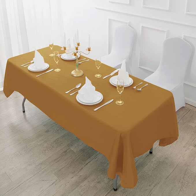 Fokitut 2 Pack Waterproof Rectangle Tablecloth, 60x102 Inch, Stain Resistant and Wrinkle Polyester Table Cloth, Fabric Table Cover for Kitchen Dining, Wedding, Party, Holiday Dinner-Gold