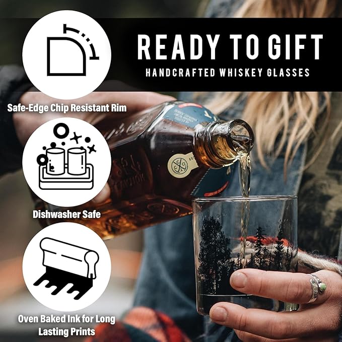 Black Lantern Whiskey Glasses Set of 2 – Glasses for Cocktails Bourbon Scotch Whiskey with Gift Box - Old Fashioned Glasses - 11oz Heavy Base Tumblers for Everyday Use (Vintage Butterfy Chart)