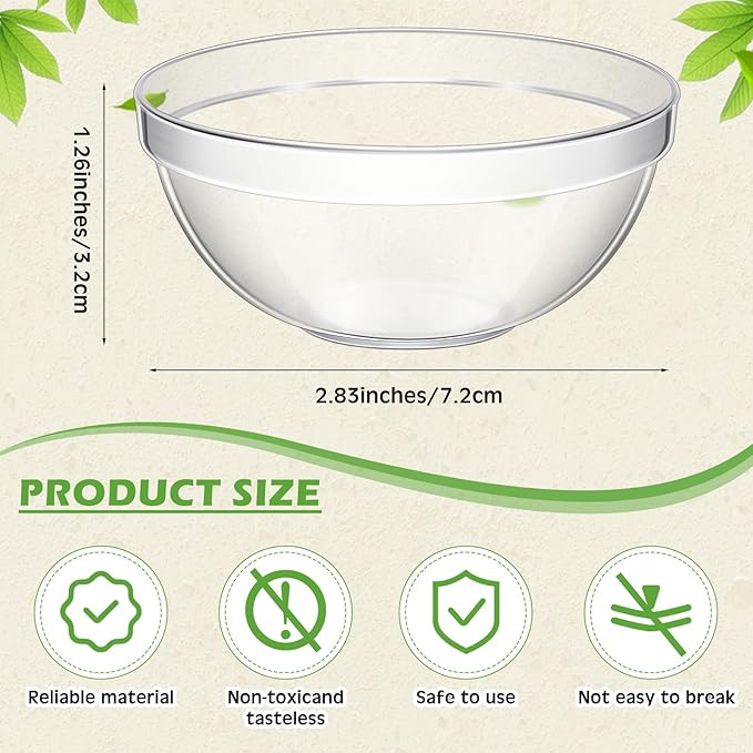 30 Pcs 3" 2.6 oz Small Clear Plastic Bowls Mini Meal Prep Bowl Round Stackable Ingredient Containers for Dipping Sauce, Spice, Nuts, Snack, Ice Cream, Candy Dishes, Dessert