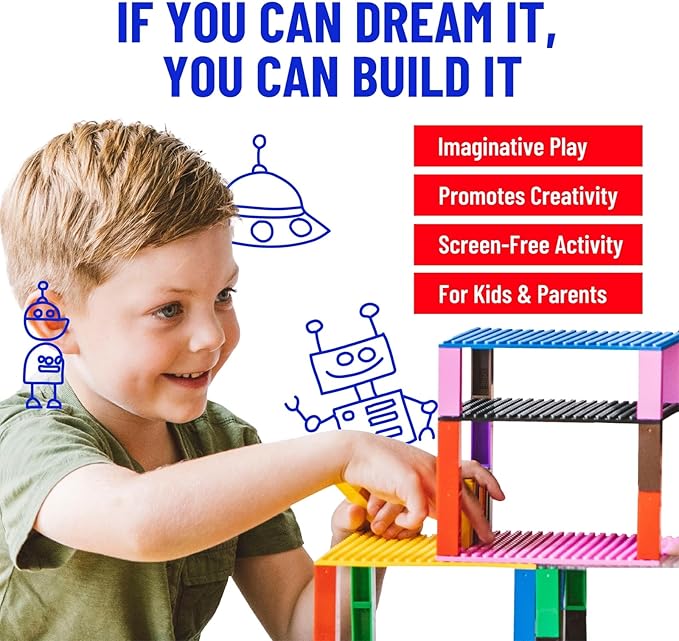 Strictly Briks Stackable Baseplates - 12 Pack 10"x10", 32x32 Studs, Compatible with Lego for Building City Scenes, Foundation, Displays Bricks on Play Table, Kids Easter Gift, Rainbow