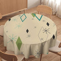 Colorful Middle Century Round Tablecloth, Vintage Bohemian Mid Century Modern Retro Print Tablecloth for Home Party Dining Room Kitchen Decor 36Inch(90cm)