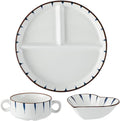 8" Dinner Plate Set, 3-Piece, Compartmentalized Ceramic Plates for Breakfast, Salad, Portion Control and Weight Loss