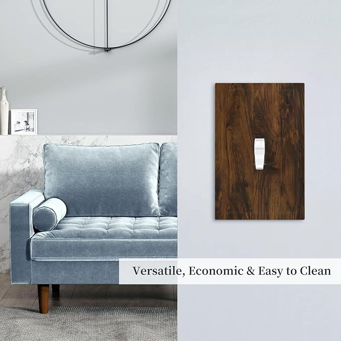 Decorative Light Switch Cover Brown Rustic Wood Grain Vintage Wooden Texture 1 Gang Wall Plate Cover Single Toggle Outlet Covers Switchplate Electrical Faceplate for Cabin Bedroom Decor（2 Pack）