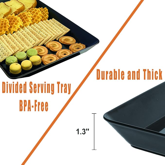 Serving Tray Platter, 3 Pcs Food Tray for Veggie Fruit Snack Dessert Cookie Cheese, Food Trays for Party Supplies Display, Plastic Platters for Serving Food, Large Trays, BPA Free