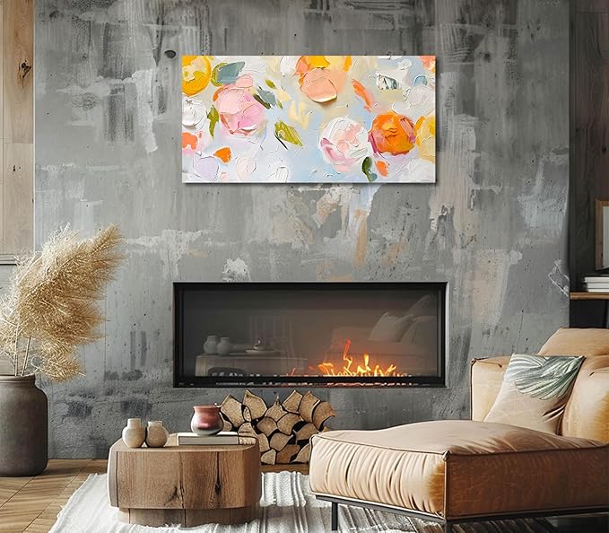 ADJUVANT Wall Art Impressionist Floral 60"L x 30"W, Colorful Flowers Canvas Painting Vibrant Blooms Artwork Soft Hues Prints Botanical Pictures Wall Decor for Living Room Bedroom Dining Room Home Office