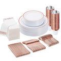 BESTVIP 175PCS Rose Gold Disposable Dinnerware Set for 25 Guests, Plastic Plates for Party, Wedding, Christmas, Include: 50 Plastic Plates, 25 Rose Gold Silverware, 25 Cups, 25 Napkins