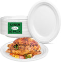 Large Paper Plates 12 Inch, 50 Pack Oval Plates Heavy Duty, Compostable Dinner Plates Eco Friendly Disposable Plates, White Paper Plate Sturdy Strong for Party BBQ Picnic