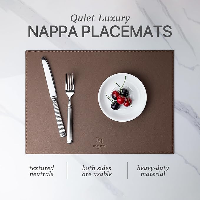 Faux Leather Placemats Set of 8 Vinyl Washable Wipeable Table Mats for Kitchen Dining Table Heat Resistant Waterproof Modern Indoor/Outdoor Placemats Non-Slip Easy Clean Place Mats (Chocolat)