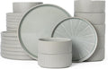 Dinnerware Sets for 8, Ceramic Plates and Bowls Set 24 Piece Dinnerware Chip Resistant Stoneware, Dishwasher and Microwave Safe-green