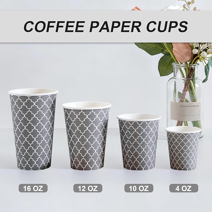 Lamosi Coffee Cups 10 oz 200 Pack, Disposable Paper Coffee Cups, Disposable Cups,10 oz Hot Cup,10oz Paper Insulated Cup for Cold Hot Drinks (No Lids)