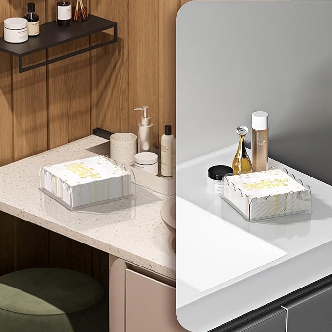 Transparent Acrylic Napkin Holder Clear Guest Paper Disposable Hand Towel Dispenser Tray Organizer For Table Home Kitchen Restaurant and Hotel Business