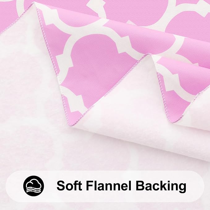Smiry Rectangle Table Cloth, Waterproof Vinyl Tablecloth with Flannel Backing for Rectangle Tables, Wipeable Spillproof Plastic Tablecloths for Dining, Camping, Indoor and Outdoor, (60"x84", Pink)