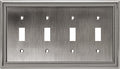 Henne Bery Sunken Pearls Heavy Duty Decorative Wall Plate Switch Plate Outlet Cover (Quad Toggle, Heirloom Silver)