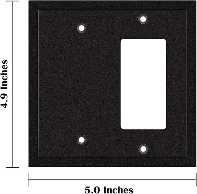 Henne Bery Modern Edge Decorative Wall Plate Switch Plate Outlet Cover, Durable Solid Zinc Alloy (Blank/Decorator, Matte Black)