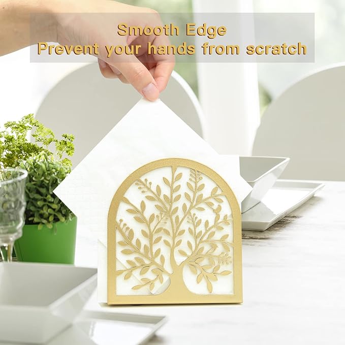 Napkin Holder For Tables Kitchen Farmhouse Restaurant Outdoor Use Rustic Napkin Holders Gold (Tree of Life)