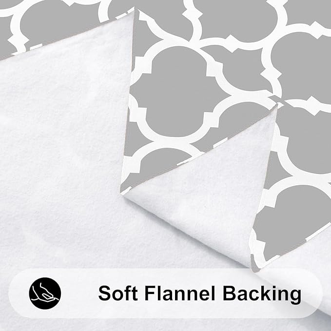 Smiry Rectangle Table Cloth, Waterproof Vinyl Tablecloth with Flannel Backing for Rectangle Tables, Wipeable Spillproof Plastic Tablecloths for Dining, Indoor and Outdoor (60"x102", Light Grey)